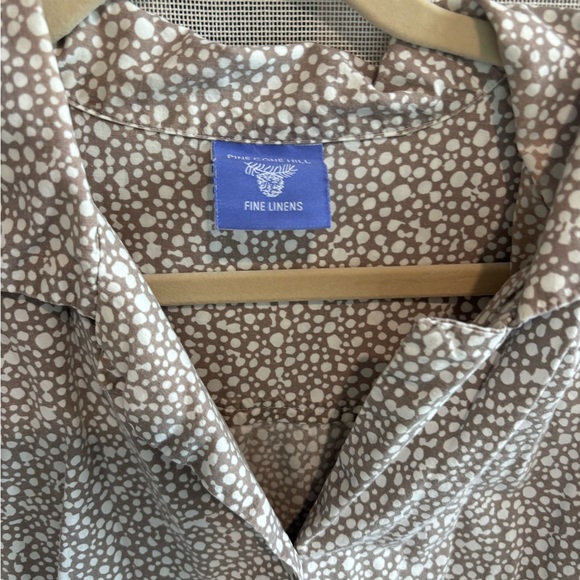 Pine Cone Hill Tan and White Dotted Button Down Shirt - Picture 1 of 4